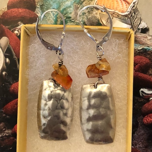 Rare Vintage Silpada Sterling Silver Citrine and Carnelian Stone Earrings W0887 - Picture 9 of 16